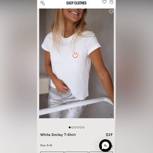 White T-Shirt with Pink Smiley Face
